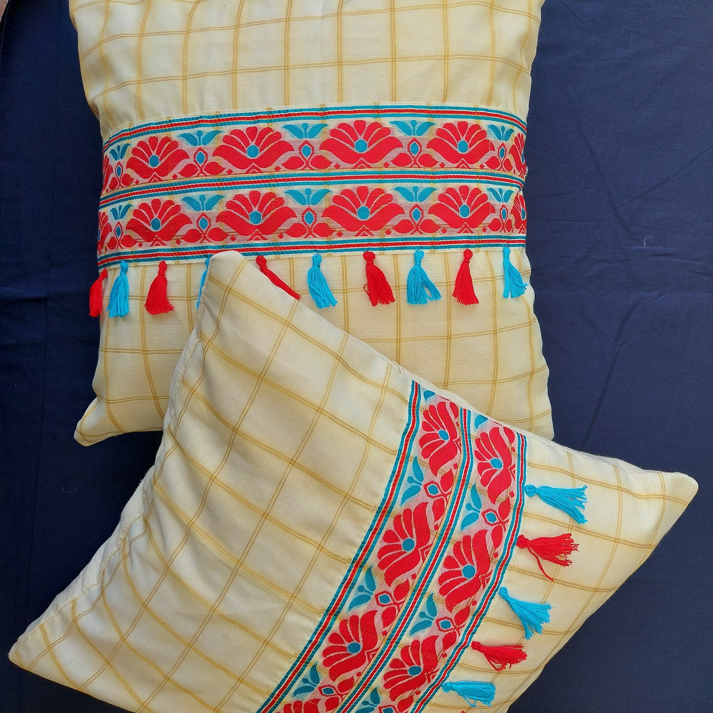 Assamese Cotton Silk Handcrafted Cushion Cover