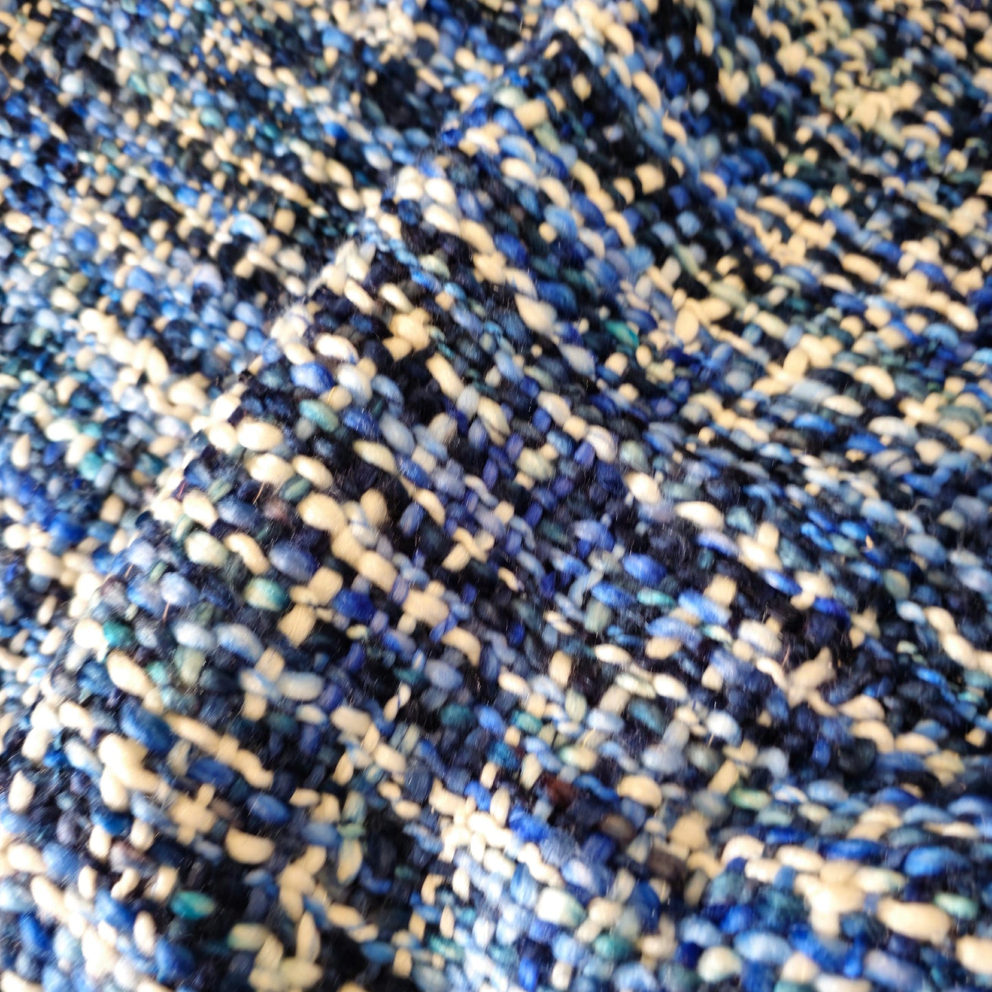 Blue Acrylic Sofa Throw with White and Purple Tint | Handwoven Soft Blanket