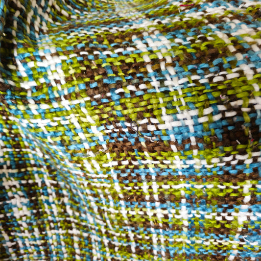 Green and White Handwoven Acrylic Sofa Throw | Cozy Decorative Blanket