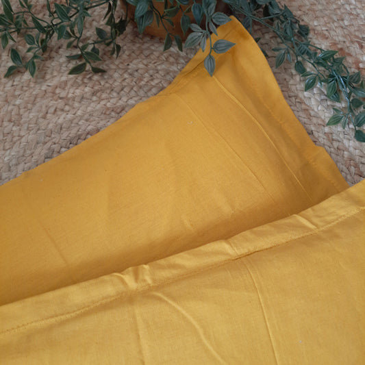 Mustard Yellow Cotton Pillow Cover Set of 2 – Soft, Breathable, and Durable