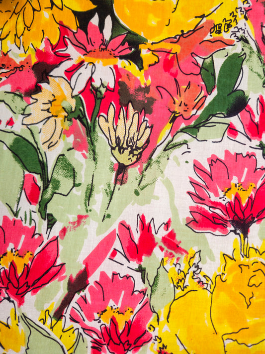 Abstract Watercolor Floral Print Embroidery Hoop – Yellow, Red, Green, Multicolor | Upcycled Fabric | Multiple Sizes