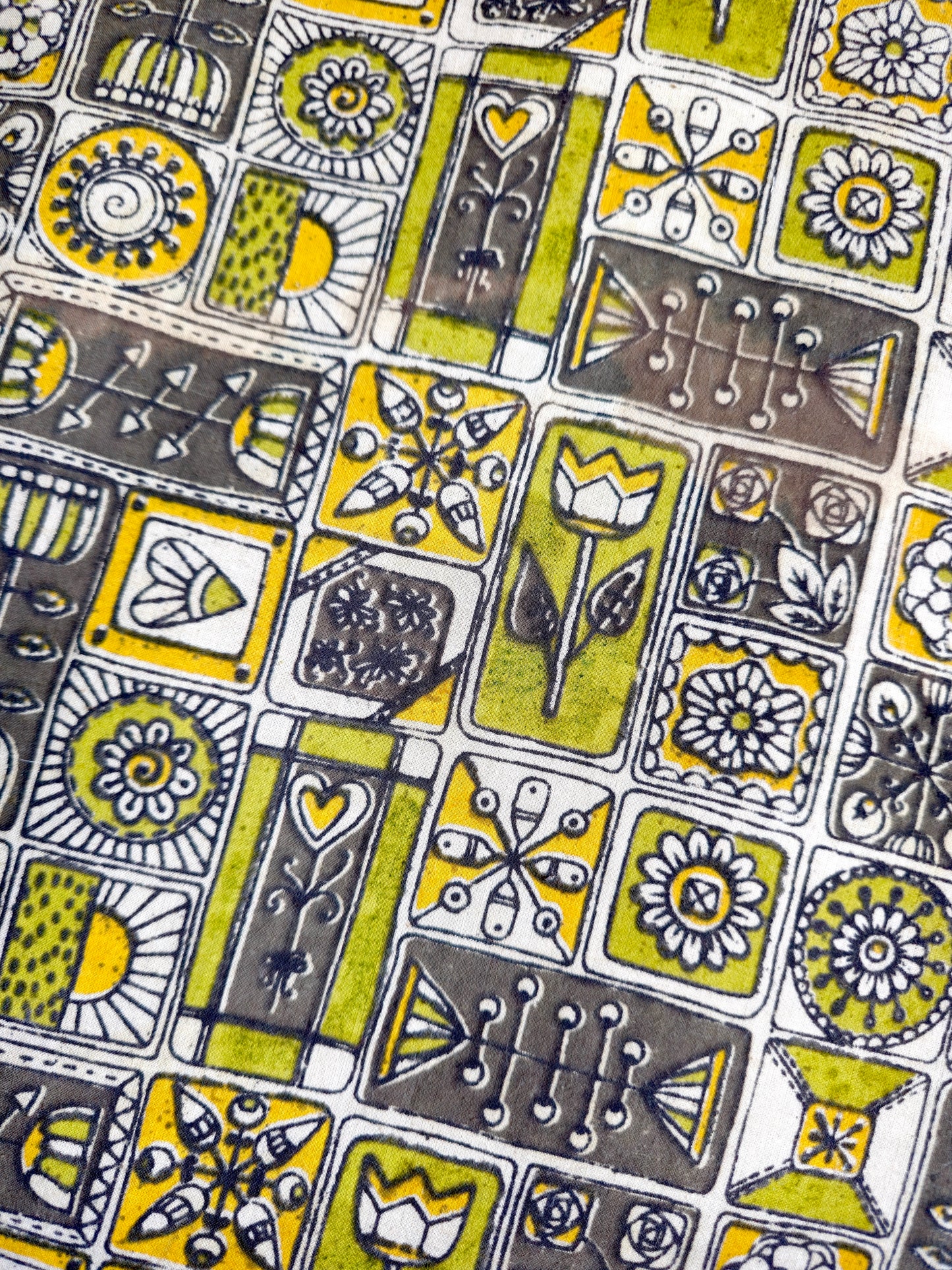 Geometric Print Ajrakh Embroidery Hoop – Abstract Mustard Yellow Shades | Upcycled Fabric | Multiple Sizes