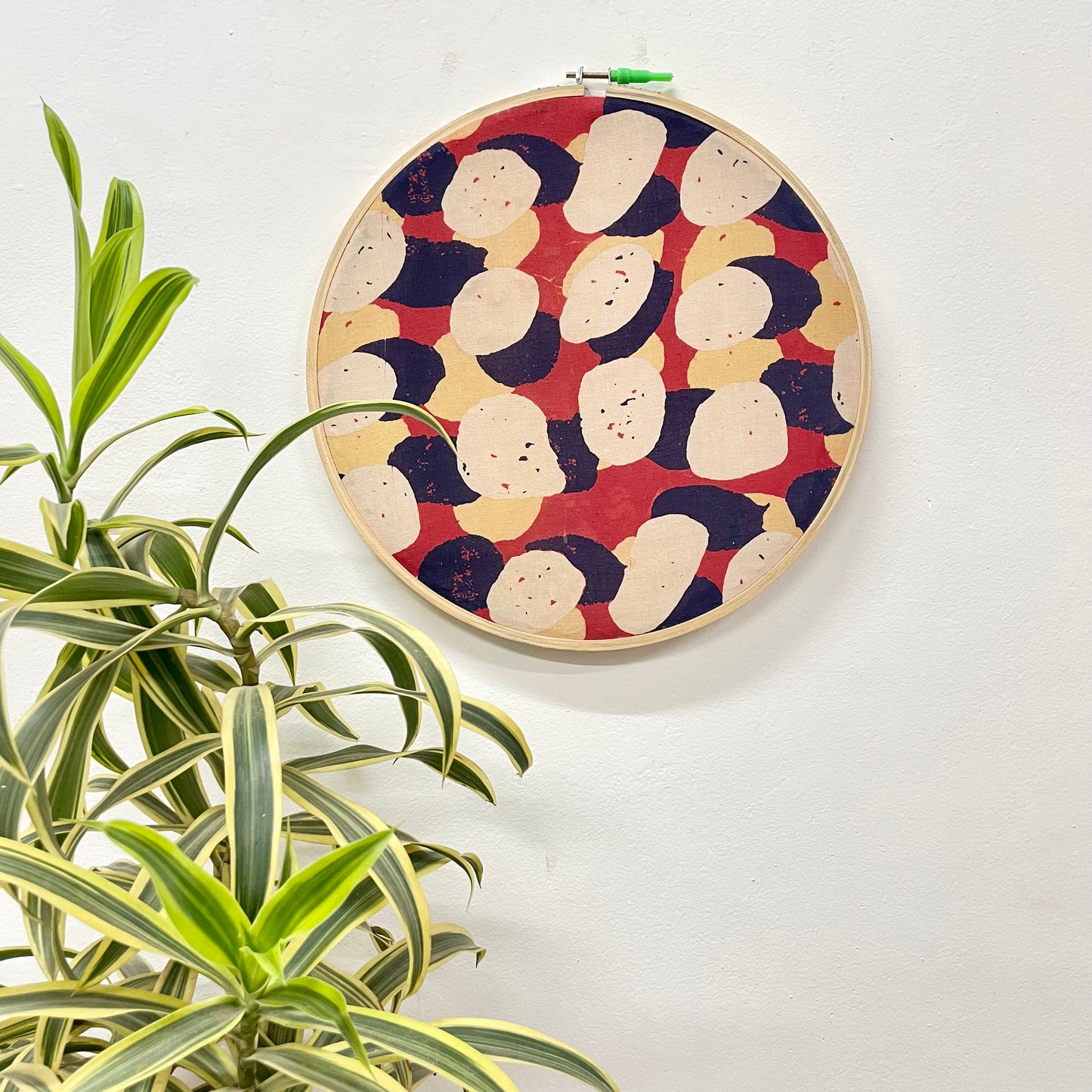 Abstract Multicolor Ajrakh Embroidery Hoop – Upcycled Fabric | Multiple Sizes