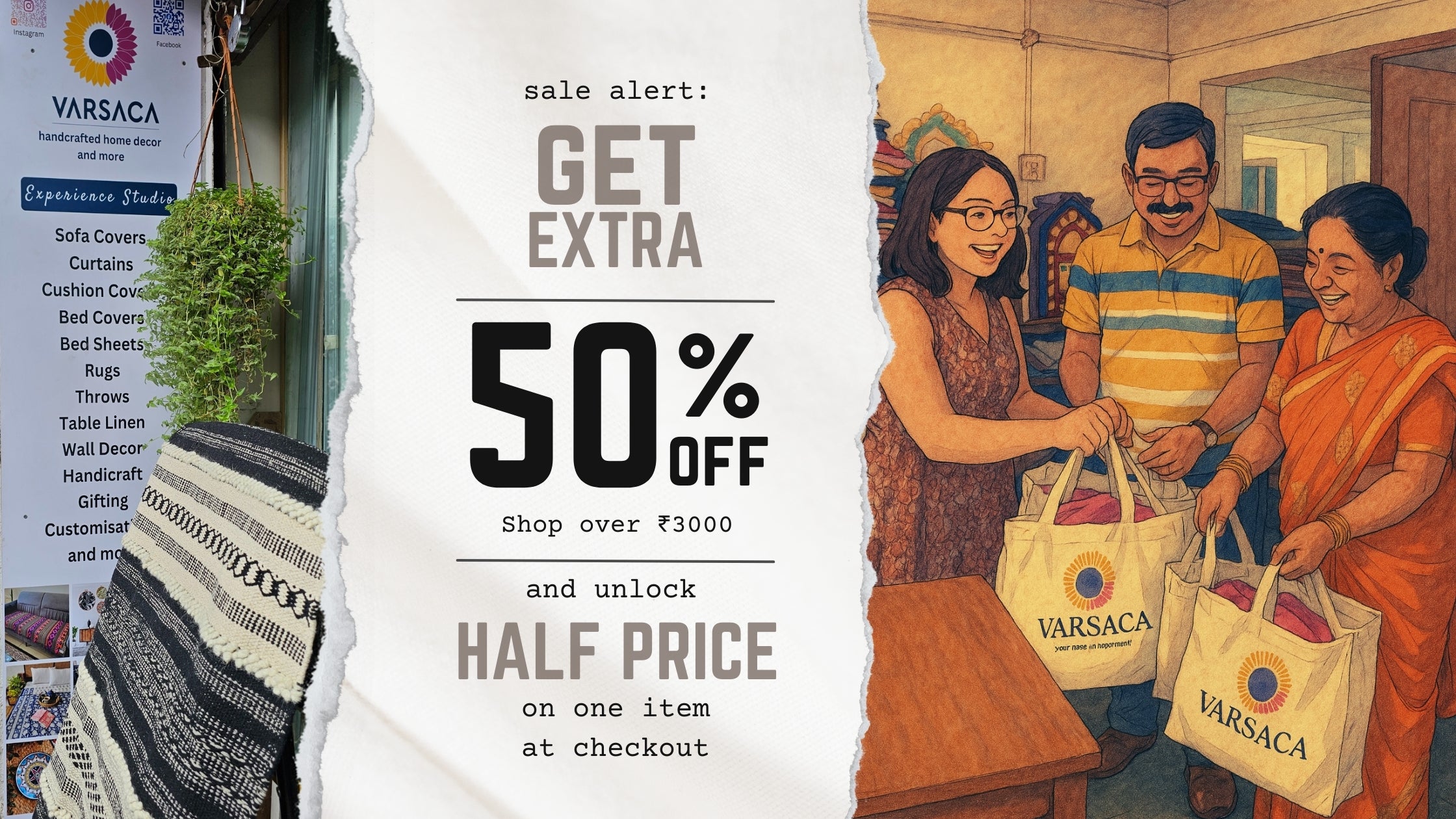 Flat 50% Off on Handcrafted Home Decor – Varsaca Sale on Orders Above ₹3000
