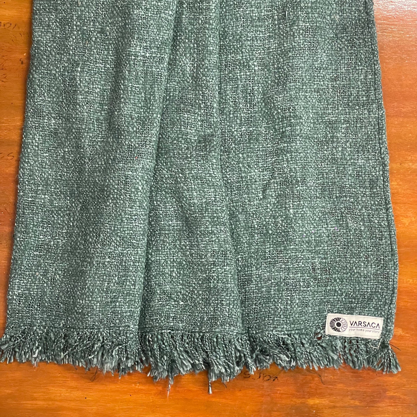 Handwoven Solid Peacock Green Slub Cotton Sofa Cover – Soft and Durable