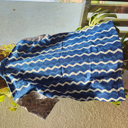 Indigo Blue And Grey Half Half Pattern Men Shirt