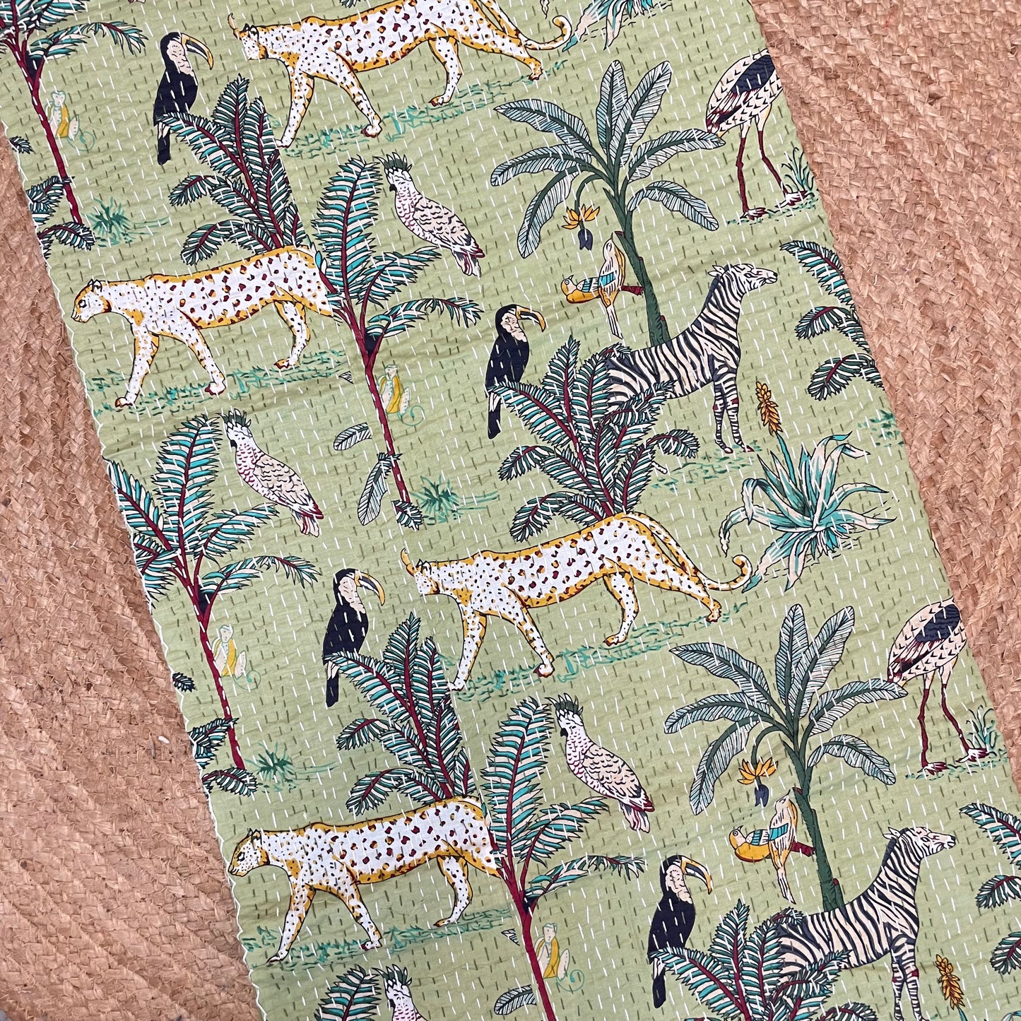 Sage Green Animal Print Bed Cover