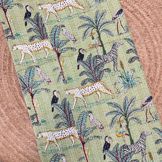 Sage Green Animal Print Bed Cover