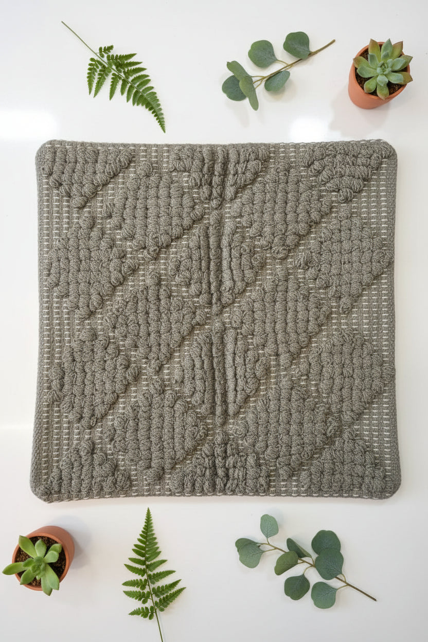 Olive Green Hand-Tufted Cushion Cover