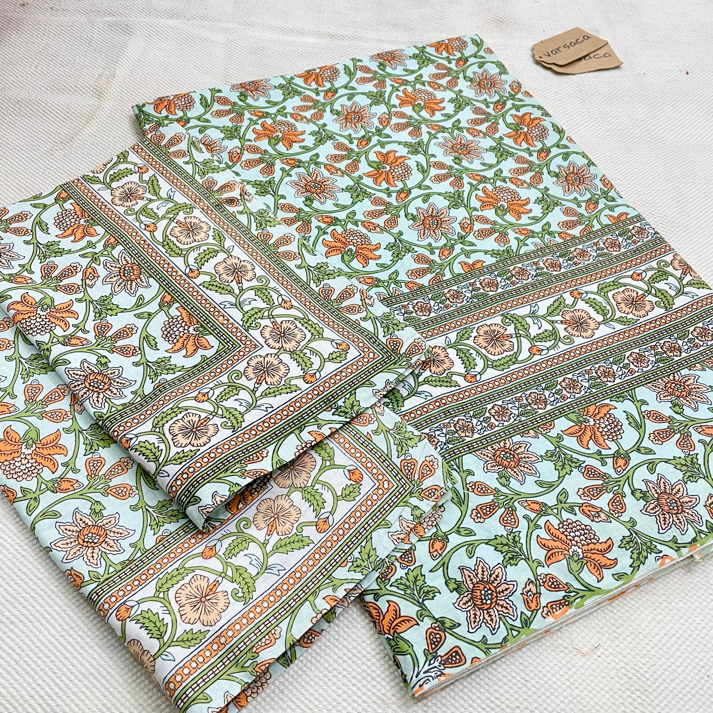 Pure Cotton White And Beige Floral King Size Bed Sheet|image2