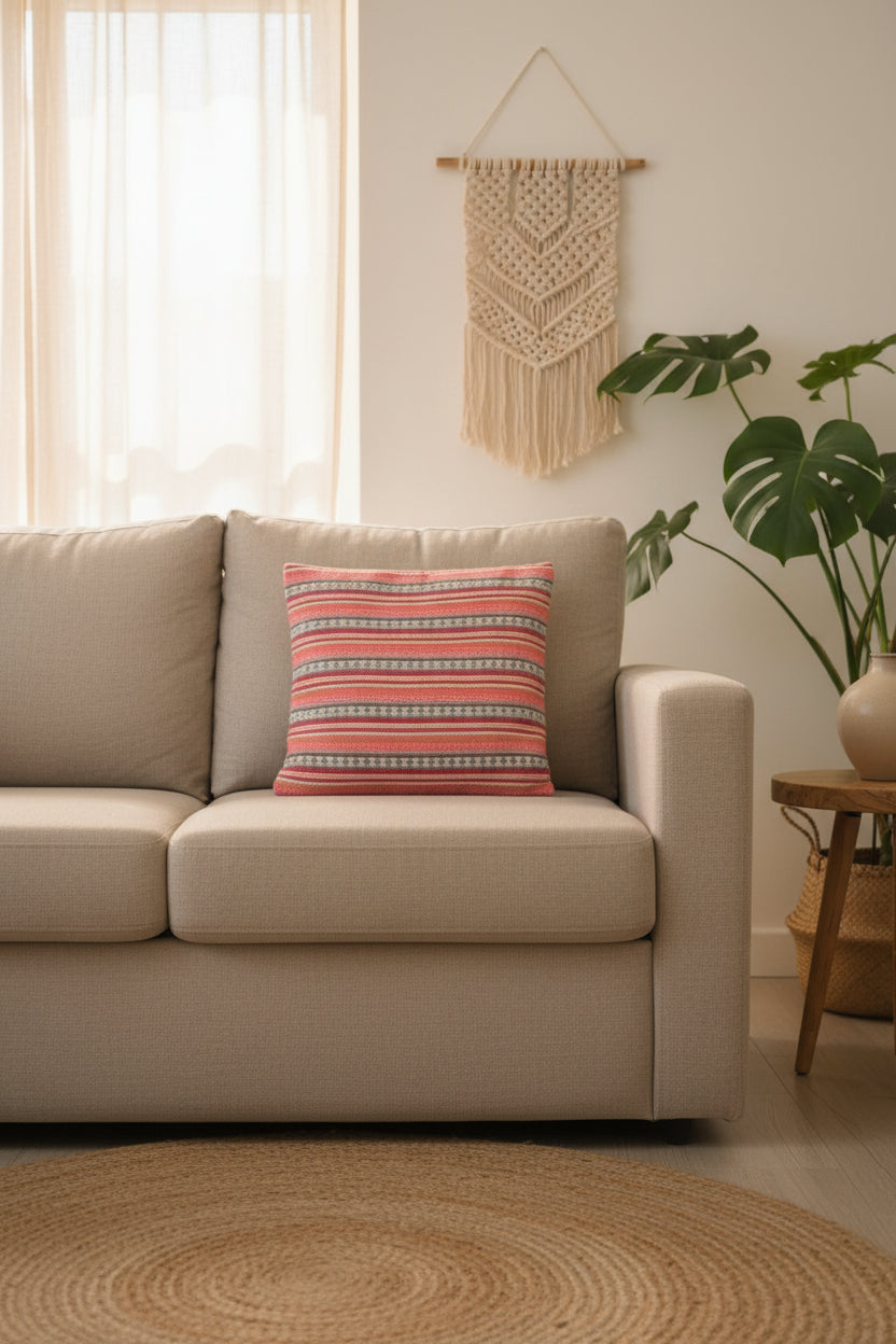 Striped festive cushion cover