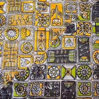 Handmade Yellow And Green Bedcover With Reversible Pillow Covers