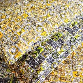 Handmade Yellow And Green Bedcover With Reversible Pillow Covers