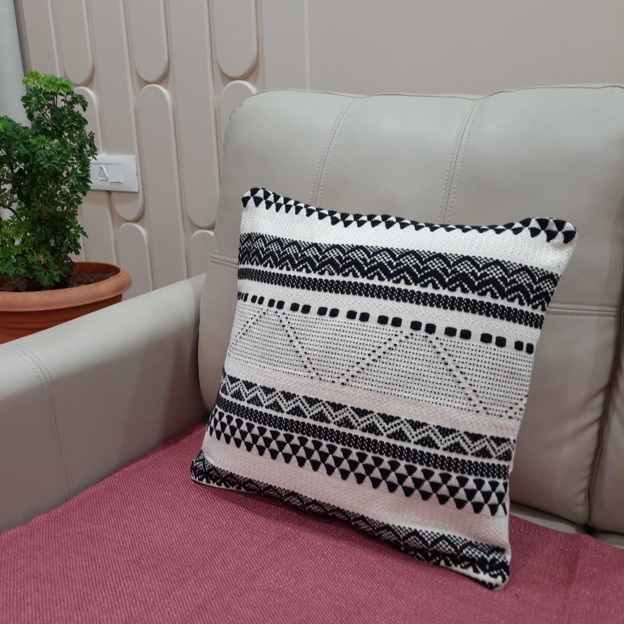 black and white boho cushion cover