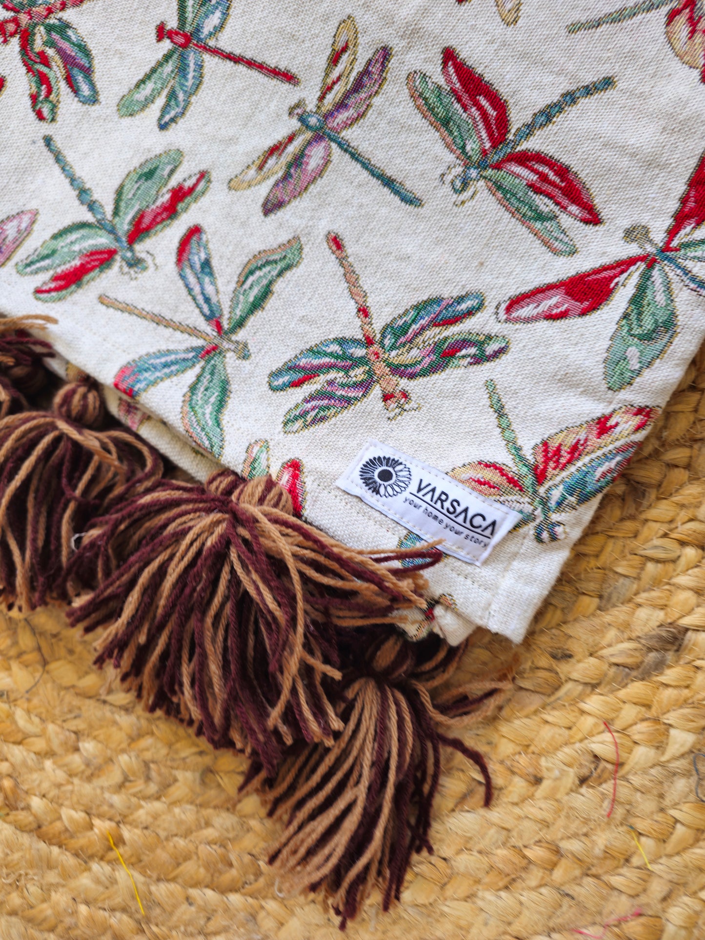 brown woolen tassel throw