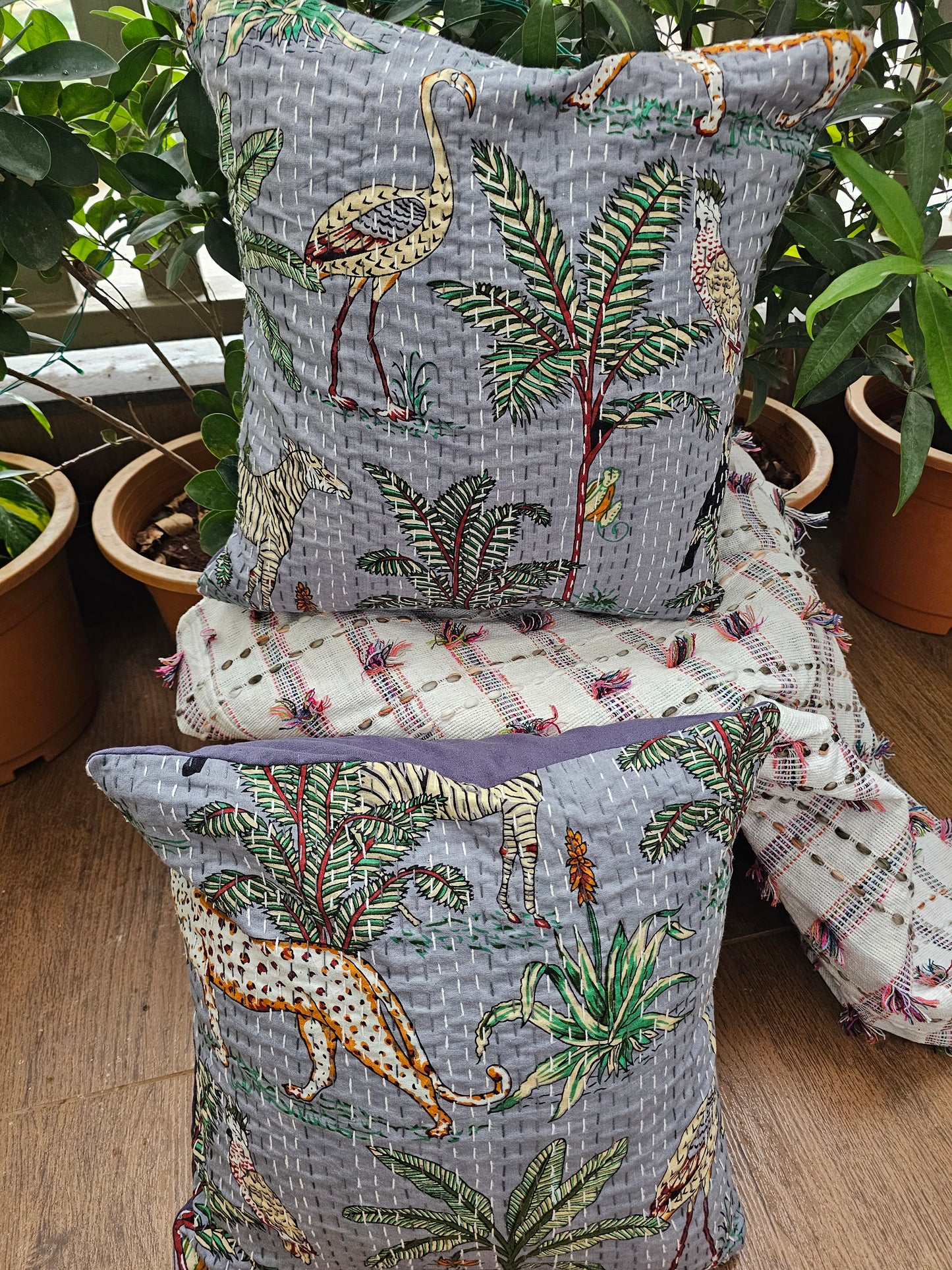 grey animal print cushion cover India