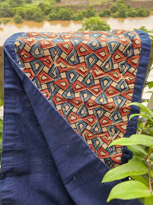 hand block printed table runner with border