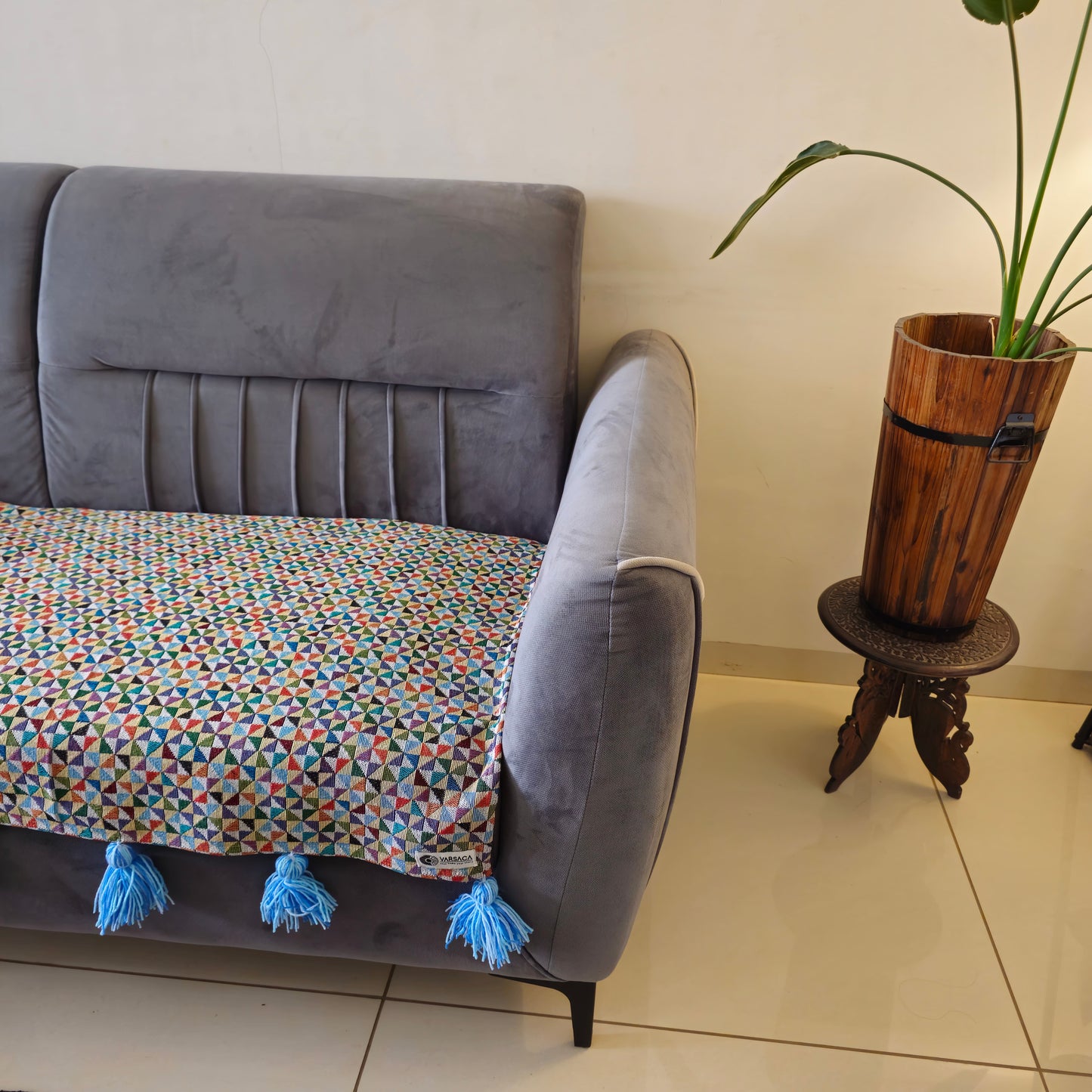 modern blue plaid sofa slipcover