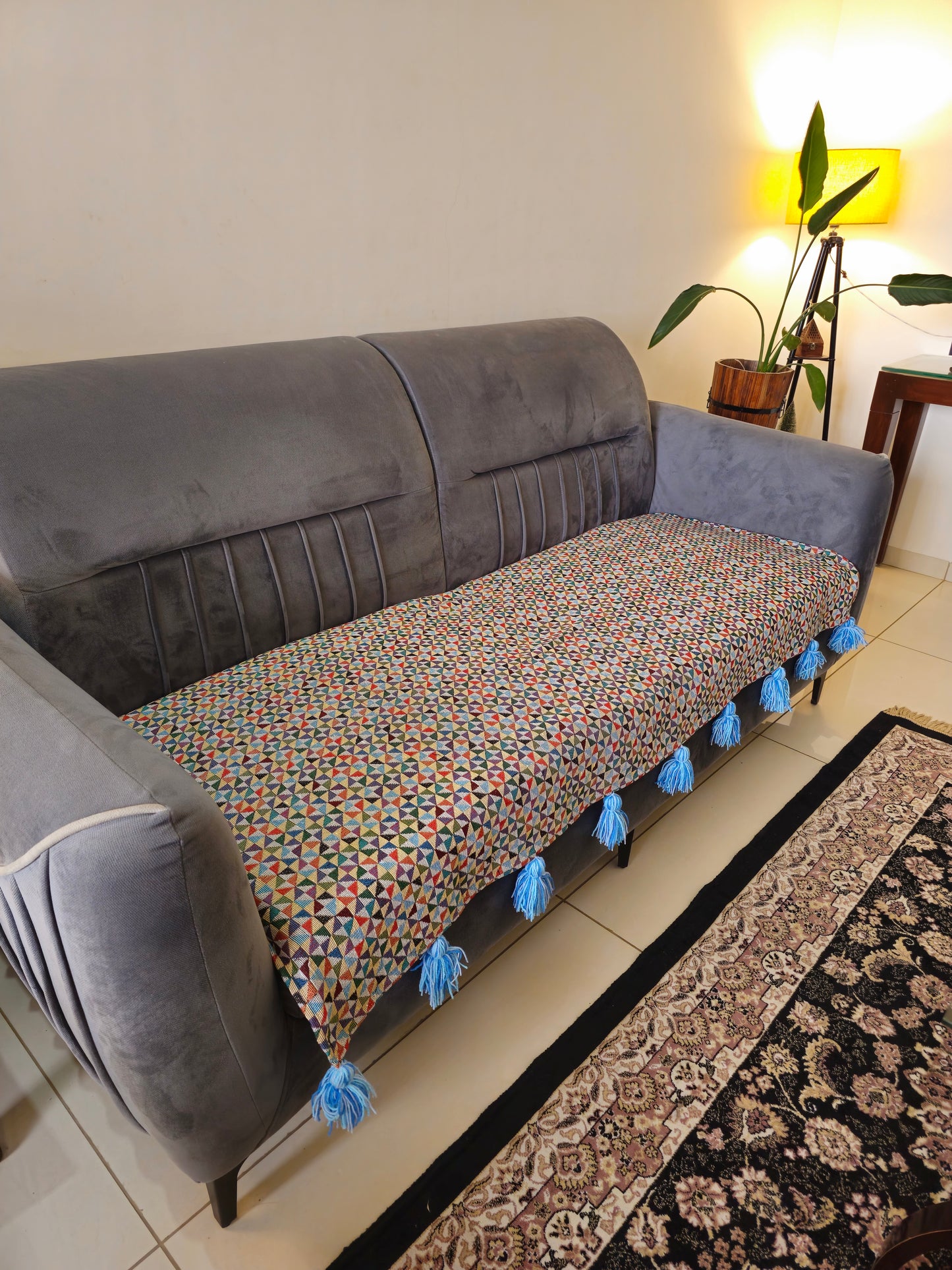 pinterest-worthy blue sofa cover