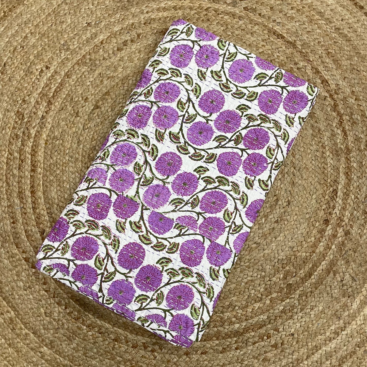 purple and white bedding