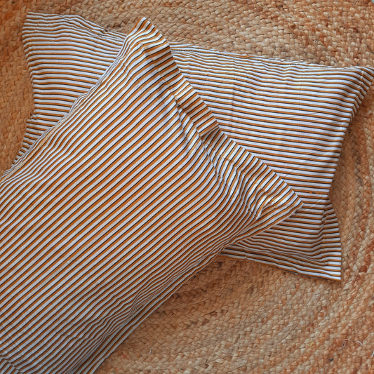 Mustard Yellow and White Striped Pillow Cover Set of 2 | Stylish & Cozy
