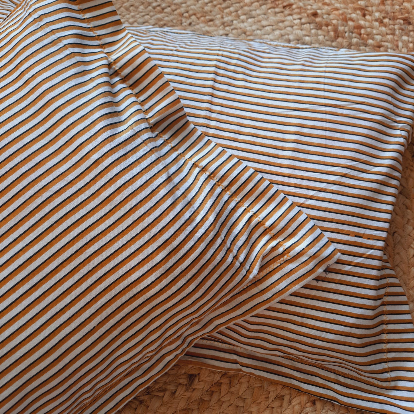 Mustard Yellow and White Striped Pillow Cover Set of 2 | Stylish & Cozy