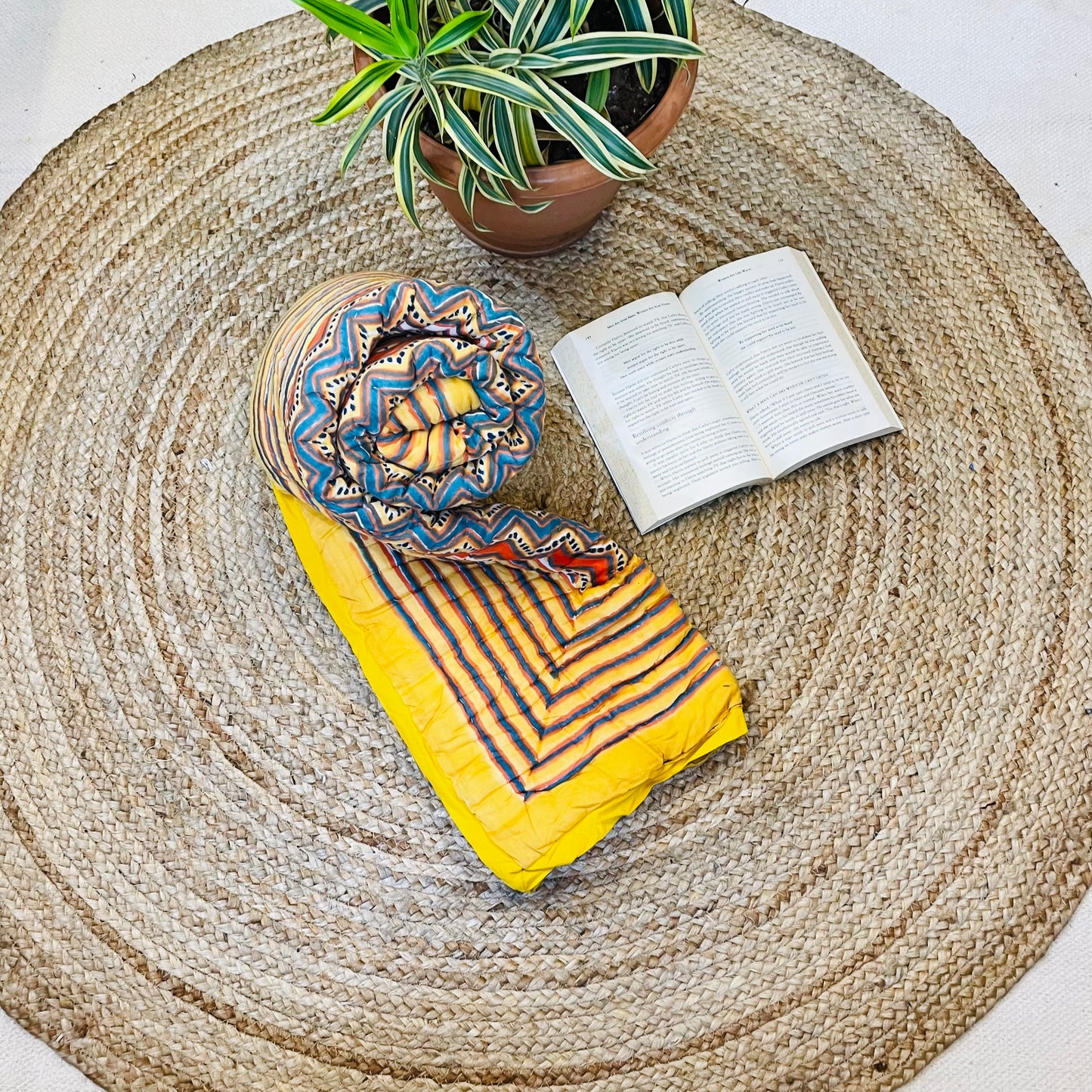 Yellow Geometric Pattern Super Soft Baby Quilt With Plain Border