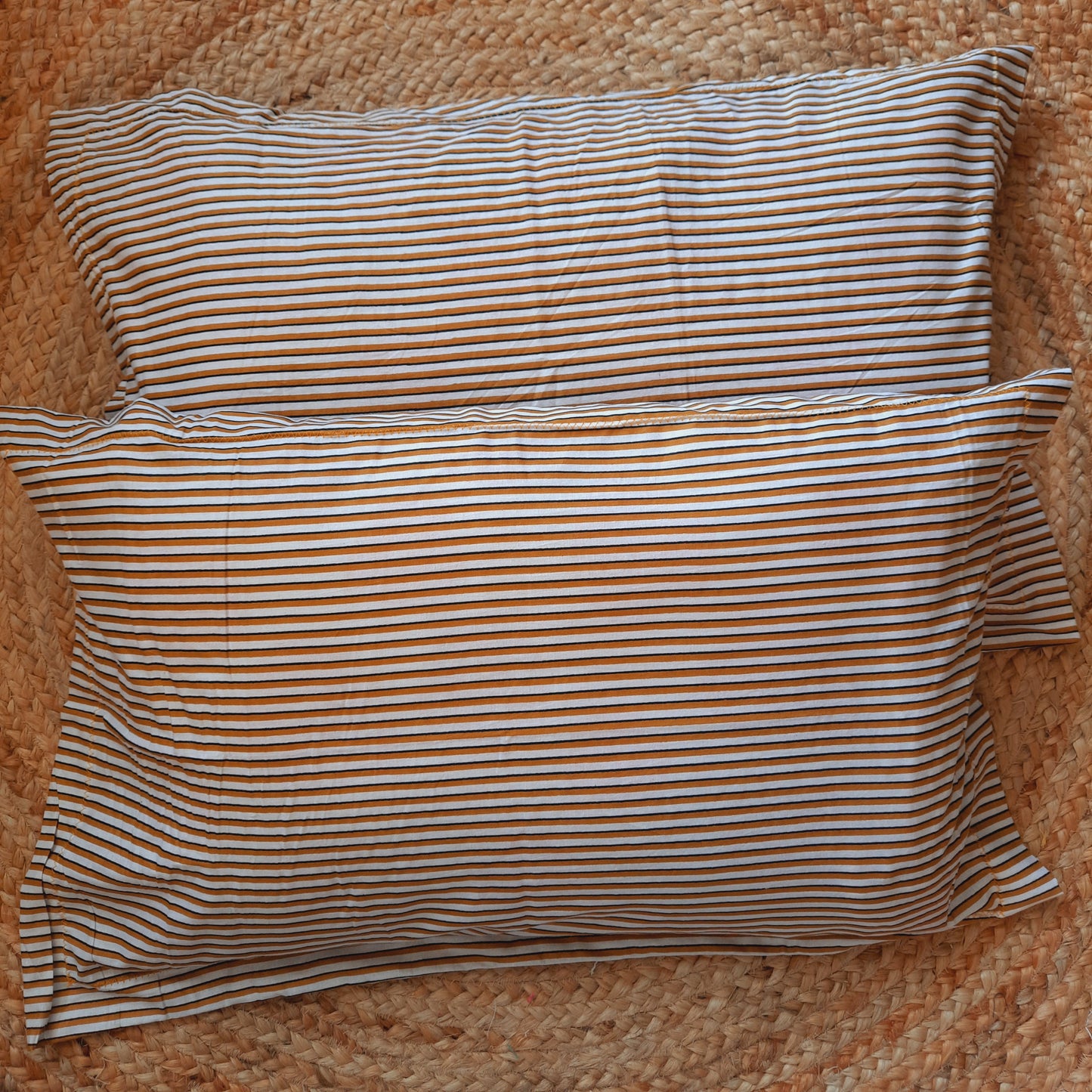 Mustard Yellow and White Striped Pillow Cover Set of 2 | Stylish & Cozy