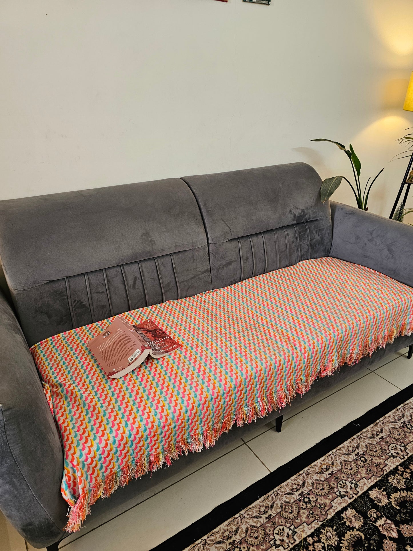 vibrant woven sofa throw