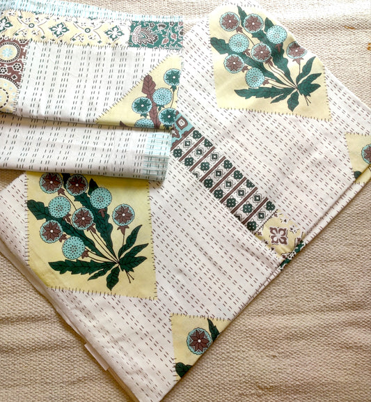 white Jaipuri floral bedsheet 90x108 king size