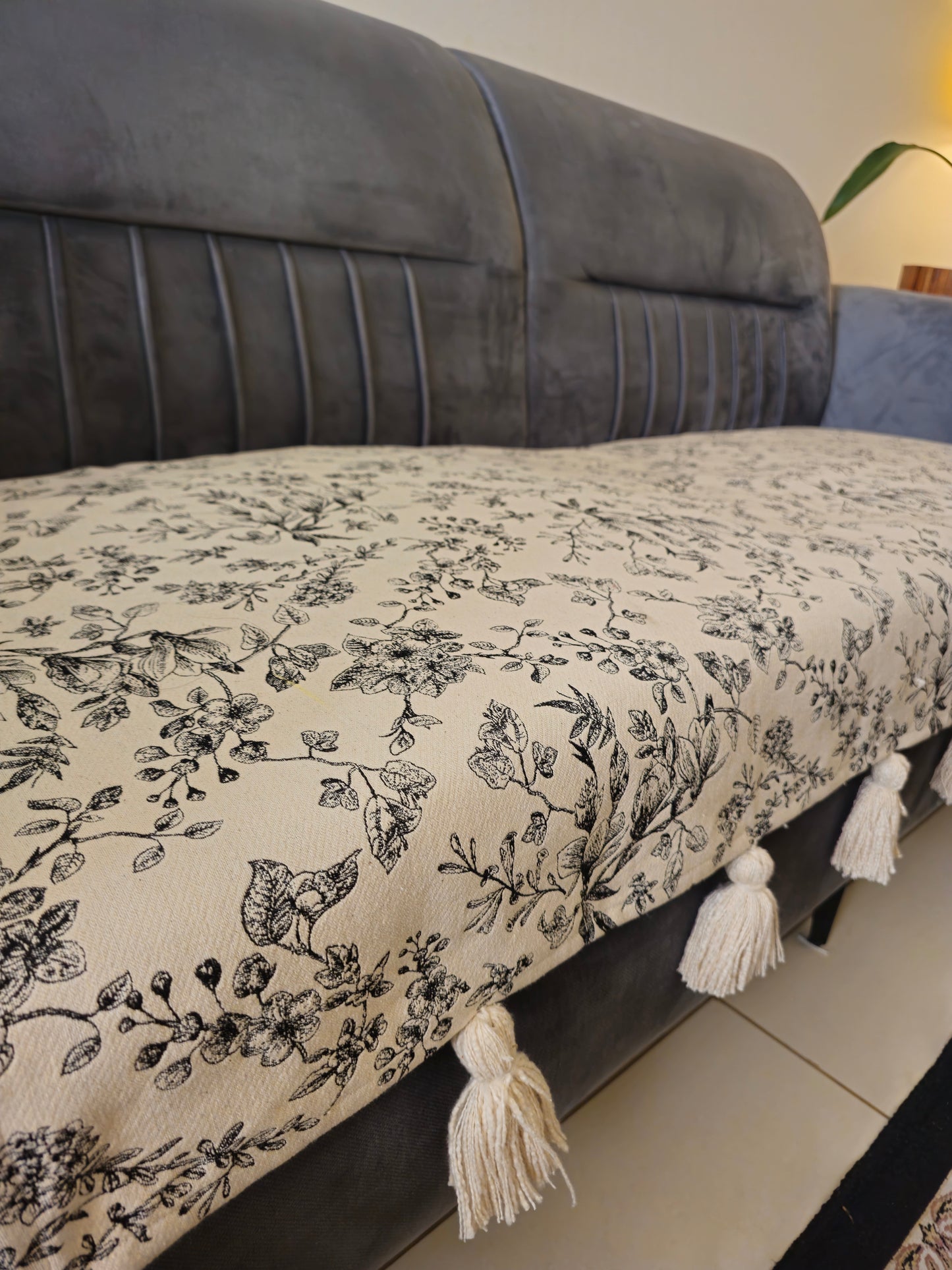 white sofa cover floral print
