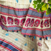 Sky Blue  And Majenta Assamese Handloom Sheer Curtain | Single