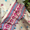 Sky Blue  And Majenta Assamese Handloom Sheer Curtain | Single