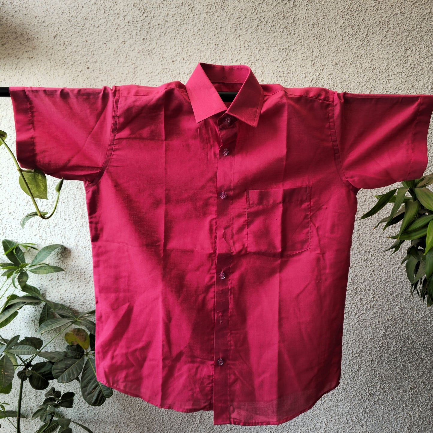 Plain  Pink Unisex Cotton Shirt