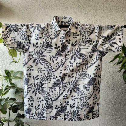 White And Grey Printed Men's Cotton Shirt