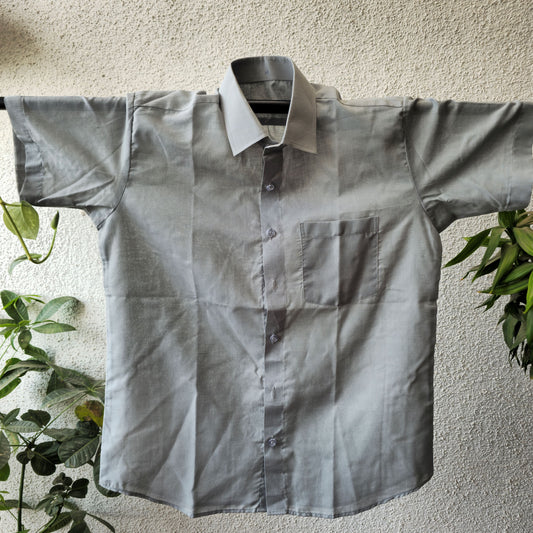 Plain Grey Unisex Cotton Shirt