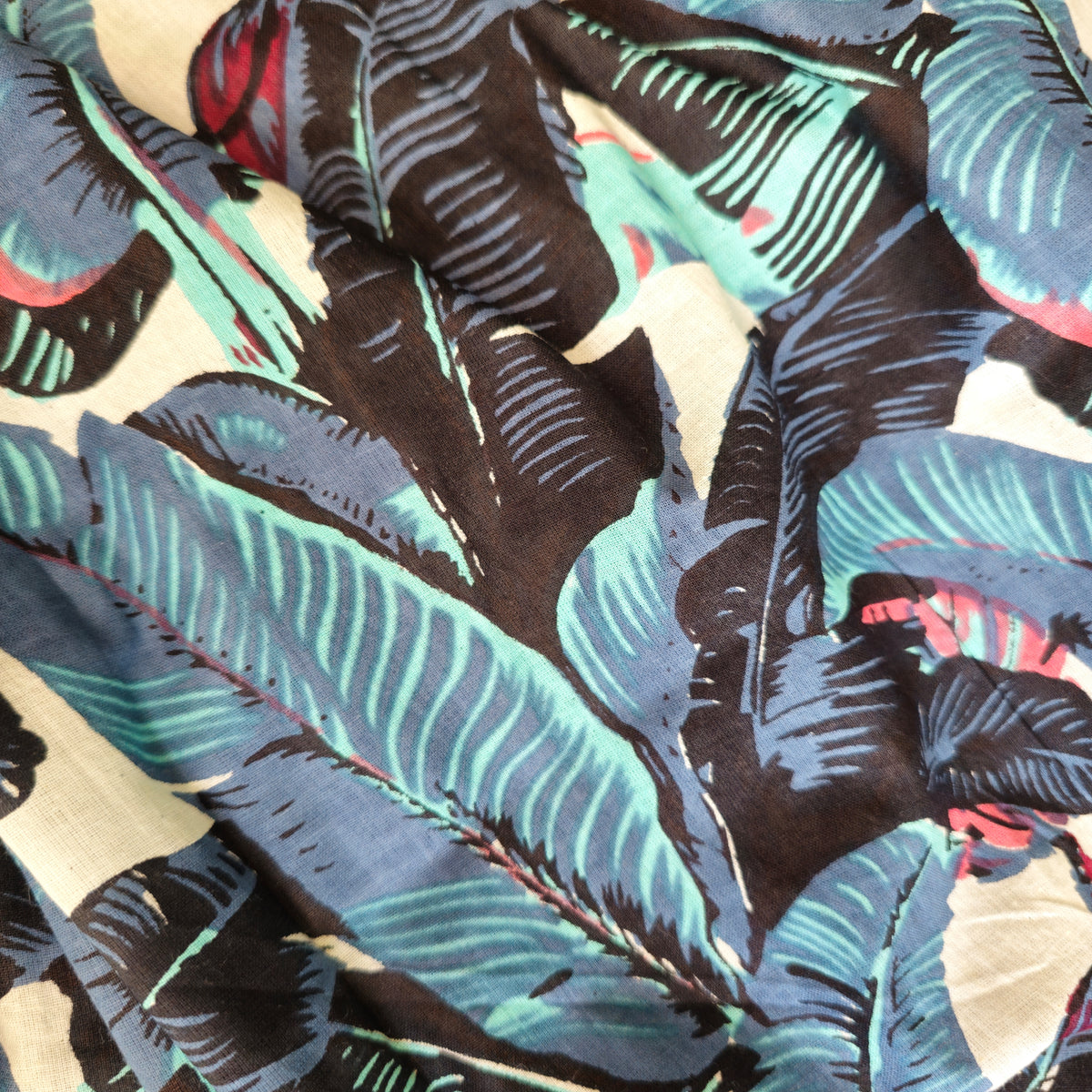 Liay Blue And Green Banana Leaves Men's Cotton Shirt | Handcrafted & Premium ...