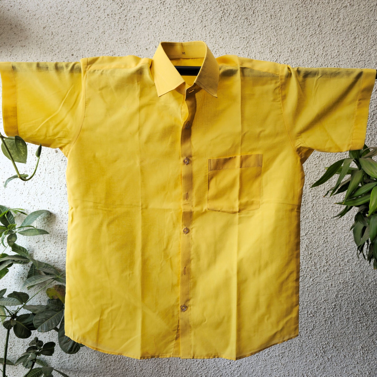 Plain  Yellow Unisex Cotton Shirt