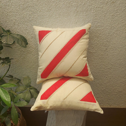 Off White And Red Cushion Cover