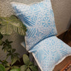 Abstract Hand Made Sky Blue Cotton Applique Cutwork Cushion Cover