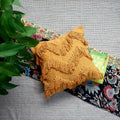 Mustard Yellow Zigzag Tufted Cushion Cover – Handwoven Boho Cotton with Tassels