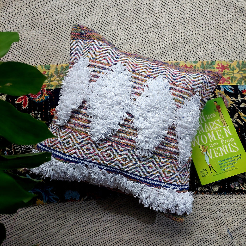 Handwoven Multicoloured Tufted Boho Cushion Cover