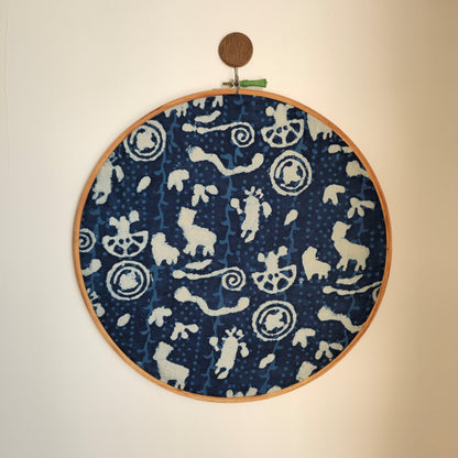 Indigo Blue Dabu Print Embroidery Hoop – Upcycled Fabric | Multiple Sizes