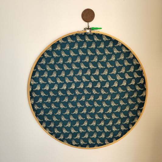 Green Bird Print Embroidery Hoop Wall Decor