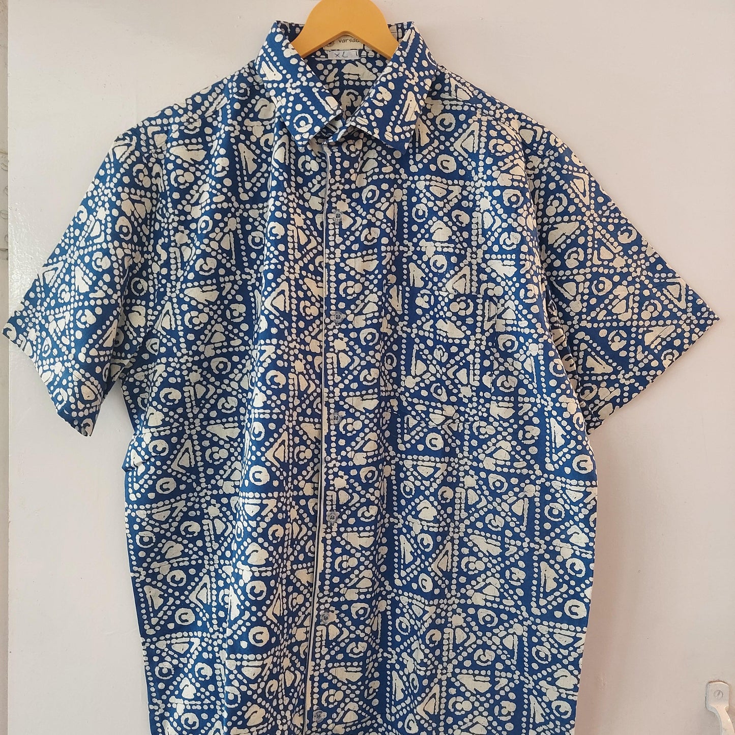 Blue Batik Print Men's Cotton Shirt