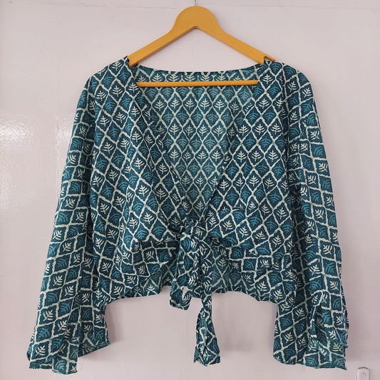 Women Blue Pure cotton Wrap Top