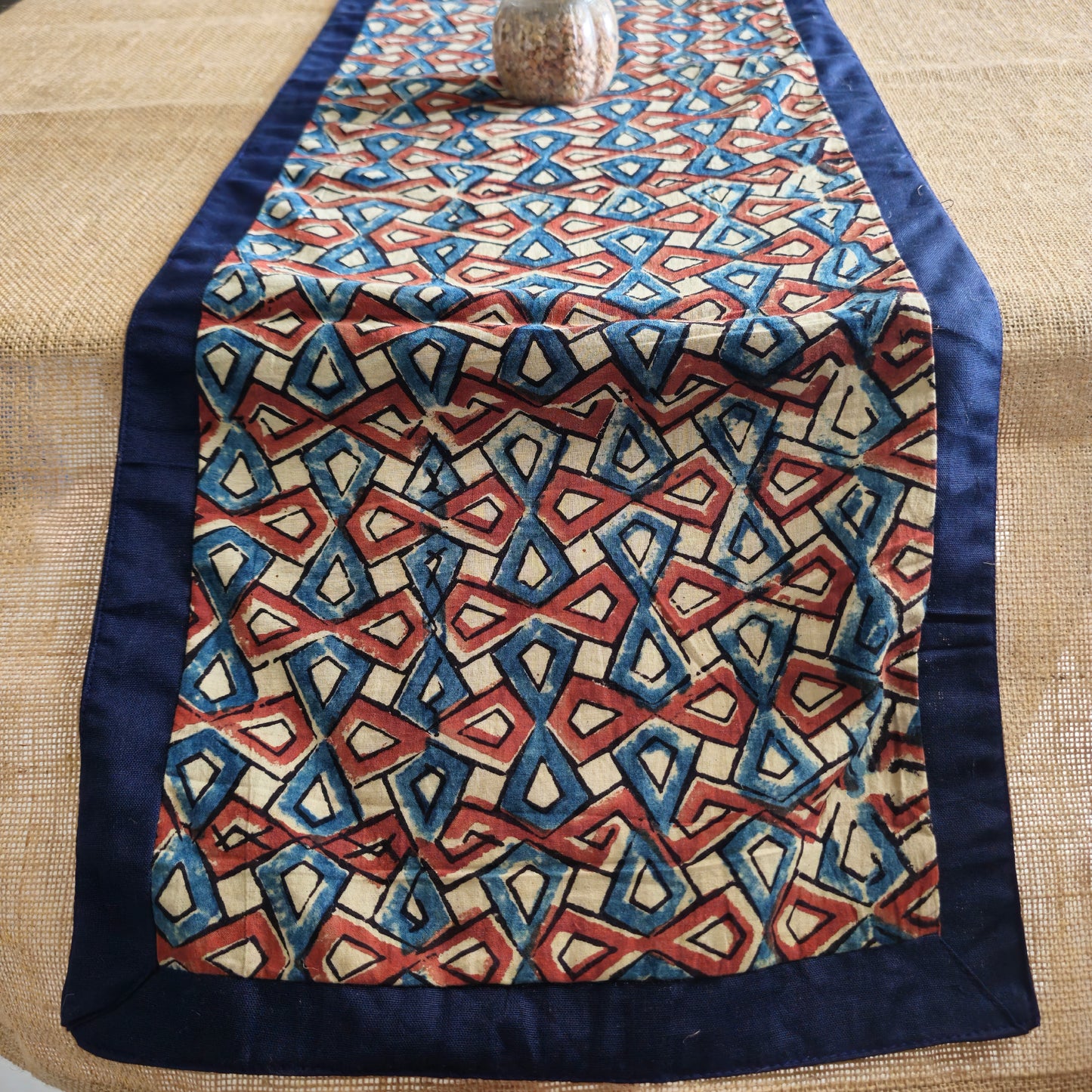 Ajrakh Block Printed Handmade Cotton 6 Seater Table Runner