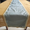 Grey 6 Seater Cotton Table Runner With Vintage Lace