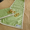 Pista Green 6 Seater Cotton Table Runner With Place Mat And Wooden Rings