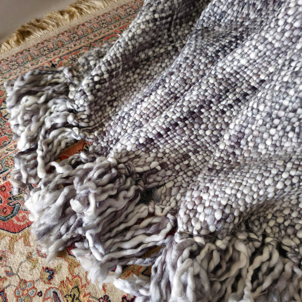 Grey Acrylic Cotton Sofa Throw